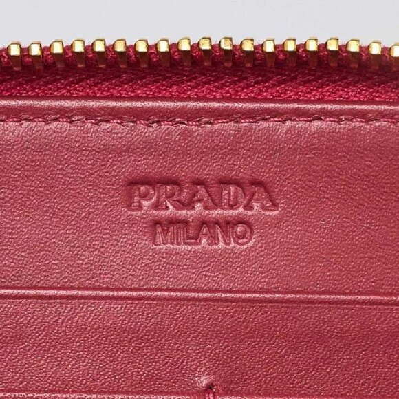 Prada Peonia Saffiano Vernice Leather Bow Zip Wallet 1M0506 - Picture 8 of 9
